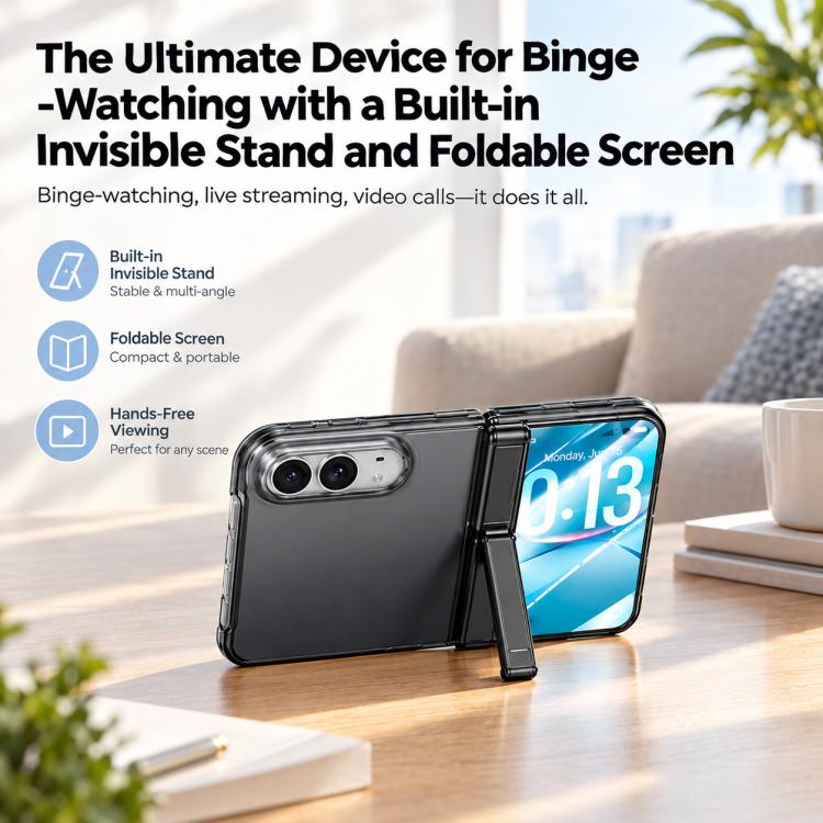 Integrated Shell And Flim Translucent Spring Hinge Holder Magnetic Phone Case, For iPhone Duo
