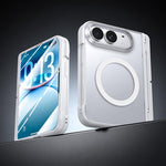 Integrated Shell And Flim Translucent Spring Hinge Holder Magnetic Phone Case, For iPhone Duo