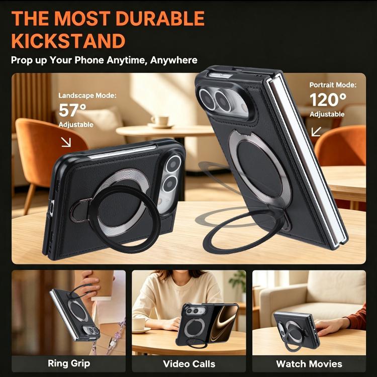 F12 360 Rotation Magnetic Holder PU Phone Case, For iPhone Duo