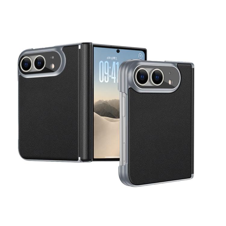 Frosted Leather Hinge Shockproof Phone Case, For iPhone Duo