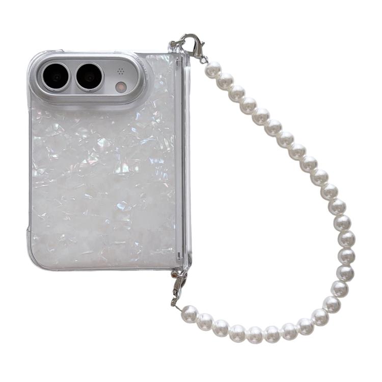 Side Buckle Shell Pattern Phone Case with Beaded Strap, For iPhone Duo