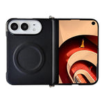 Side Clamp Central Axis Morandi Solid Color Leather Texture Magnetic Phone Case, For iPhone Duo