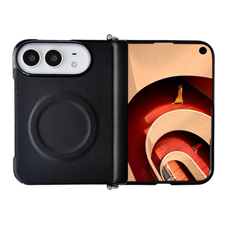 Side Clamp Central Axis Morandi Solid Color Leather Texture Magnetic Phone Case, For iPhone Duo