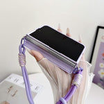 Side Clamp Hinge Magnetic Colorful Gradient Leather Texture Phone Case, For iPhone Duo