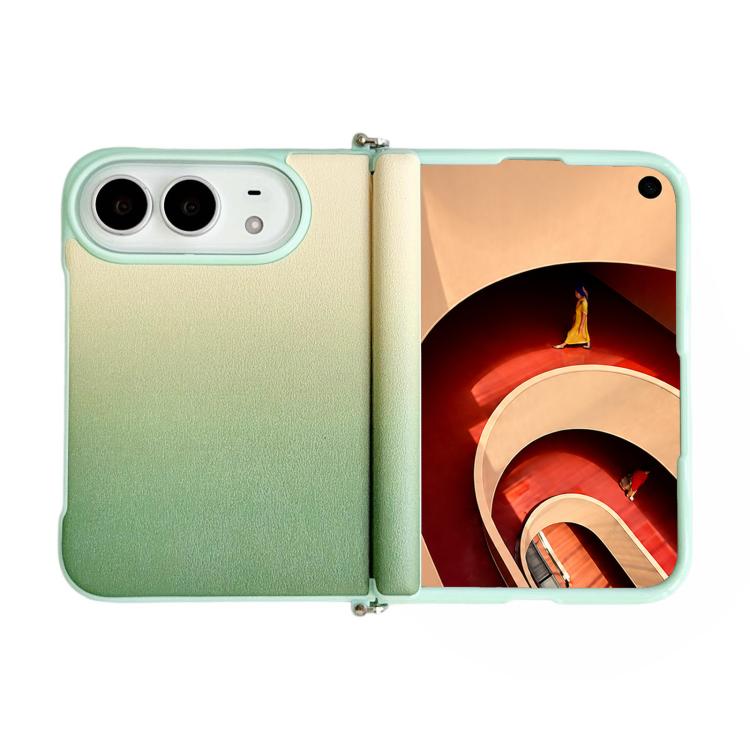 Side Clamp Hinge Magnetic Colorful Gradient Leather Texture Phone Case, For iPhone Duo