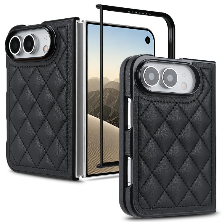 Rhombic Fold Leather Phone Case, For iPhone Duo