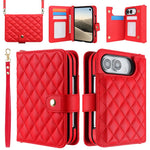 Rhombic Texture Crossbody Multifunctional Leather Phone Case, For iPhone Duo