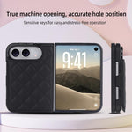 Rhombic Texture Full Coverage Fold Double Buckle PU Phone Case, For iPhone Duo