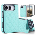 Rhombic Texture Full Coverage Fold Double Buckle PU Phone Case, For iPhone Duo