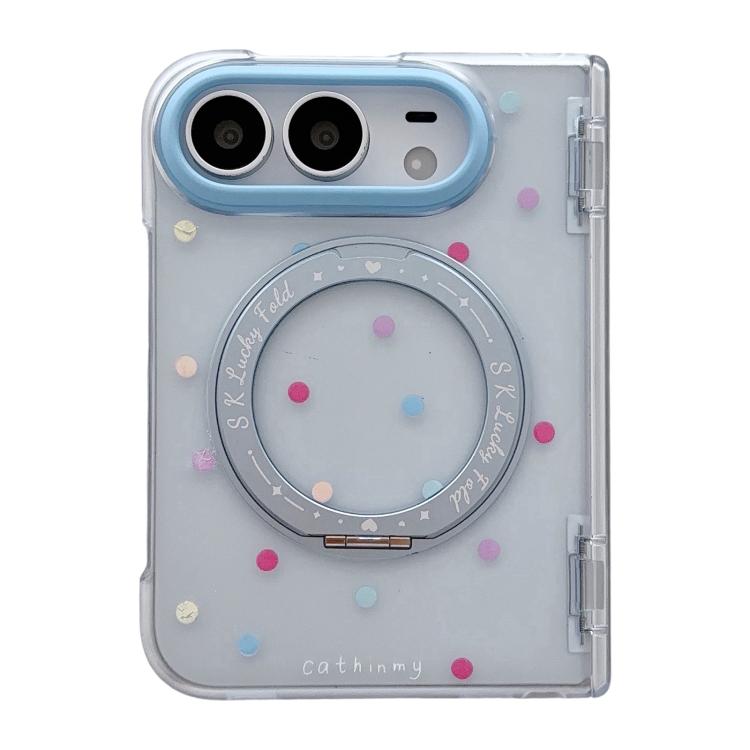 Mirror Shield Blue Dot Magnetic Phone Case with Rotating Holder, For iPhone Duo