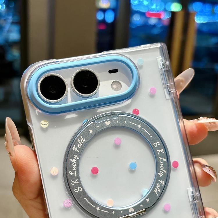 Mirror Shield Blue Dot Magnetic Phone Case with Rotating Holder, For iPhone Duo