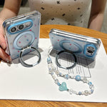 Mirror Shield Blue Dot Magnetic Phone Case with Rotating Holder, For iPhone Duo