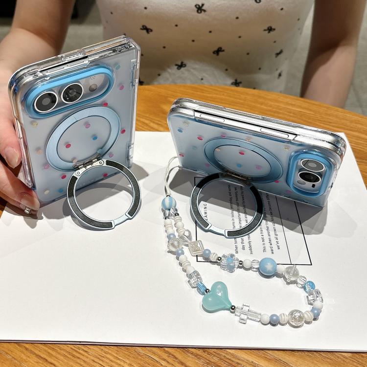 Mirror Shield Blue Dot Magnetic Phone Case with Rotating Holder, For iPhone Duo