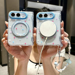 Mirror Shield Blue Dot Magnetic Phone Case with Rotating Holder, For iPhone Duo