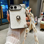 Impression Camellia Pattern Protective Phone Case with Long Lanyard, For iPhone Duo