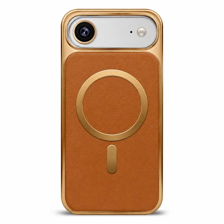High-Gloss Leather-textured Back Magnetic Phone Case, For iPhone Air