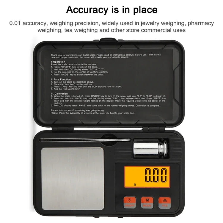 200g/0.01g High-Precision Portable Jewelry Scale  Mini Electronic Scale Precision Carat Electronic Scale, 200g/0.01g