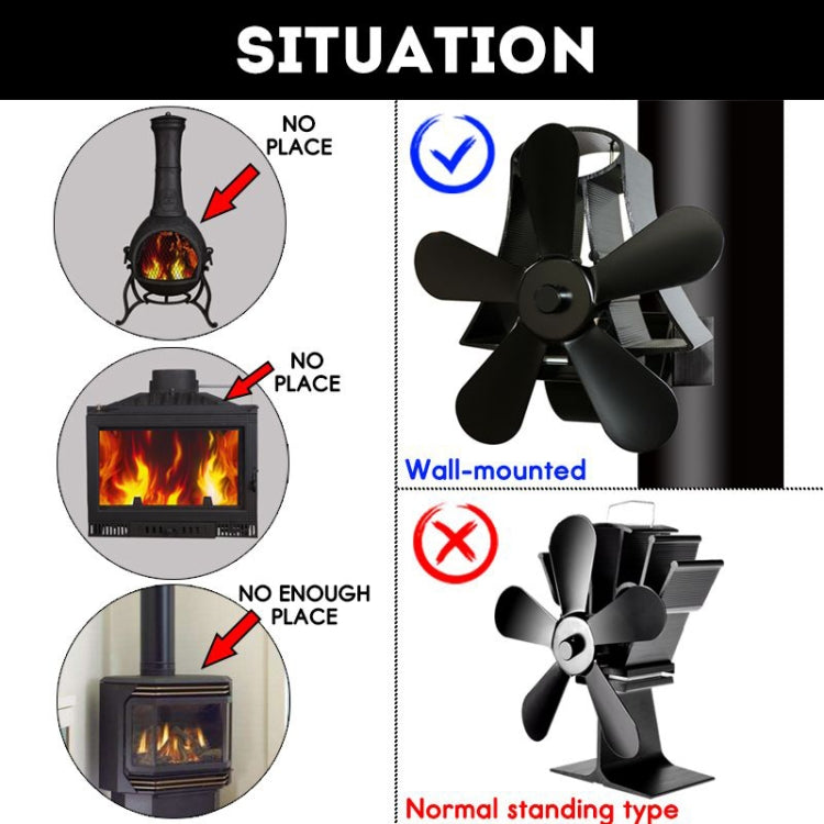 YL-106 5-Blade High Temperature Aluminum Heat Powered Fireplace Stove Fan, YL-106 (Silver), YL-106 (White), YL-106 (Black), YL-106 (Bronze), YL-106 (Grey), YL-106 (Gold), YL-106 (Rose Red)