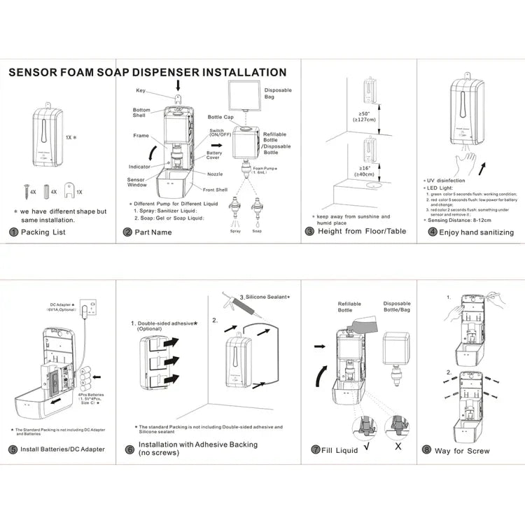 N2001 1000ml Wall-mounted Drip Induction Hand Sanitizer Soap Dispenser with Safety Lock, Soap Dispenser