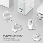 LDNIO A4403C 30W PD + Auto-id Foldable Fast Travel Charger with 1m Micro USB Cable, EU Plug, with Micro USB Cable