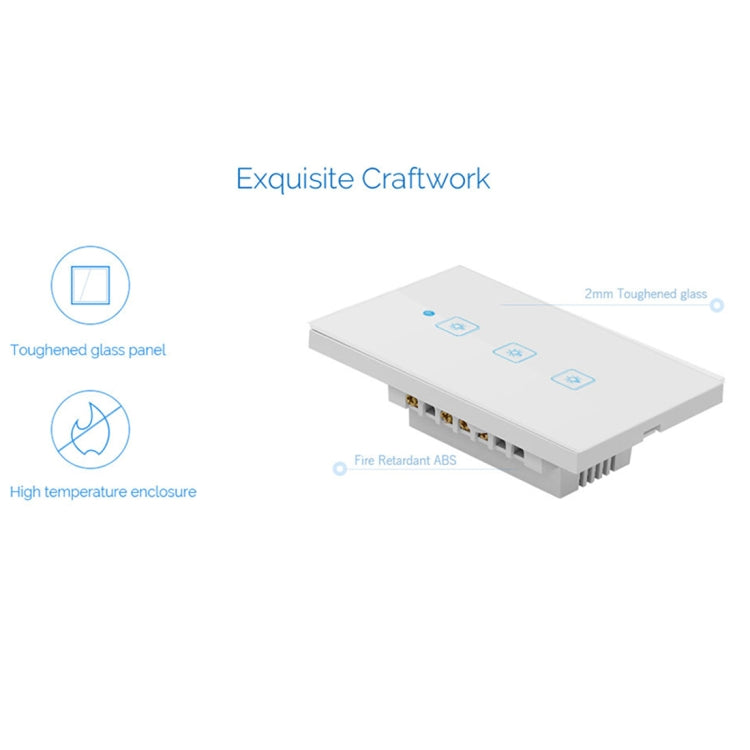 WS-US-02 EWeLink APP & Touch Control 2A 2 Gangs Tempered Glass Panel Smart Wall Switch, AC 90V-250V, US Plug, 2 Gangs