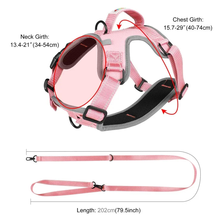 FunAdd Traction Rope Reflective Breathable Nylon Pet Vest Dog Harness, Size: M, Size: M