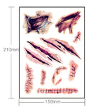 2pcs V-06 Halloween Terror Wound Realistic Scratches Injury Scar Temporary Tattoo Sticker, V-061/2pcs