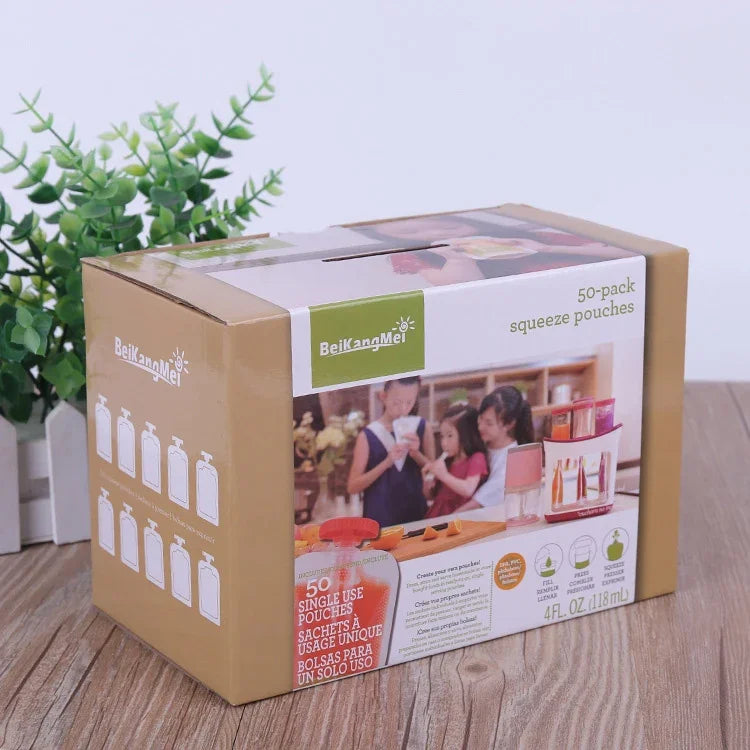 50 PCS Puree Extruder Squeeze Pouch Food Distribution Storage Bag, Compatible with HC14554 Food Dispenser, Storage Bag
