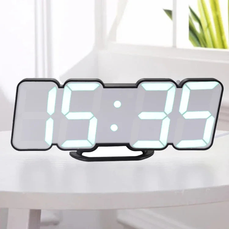 Modern 3D LED Sound Control Colorful Digital Alarm Clock Adjust Brightness Electronic Wall Glowing Hanging Clock with Remote Control, 9001 Black, 9001 White