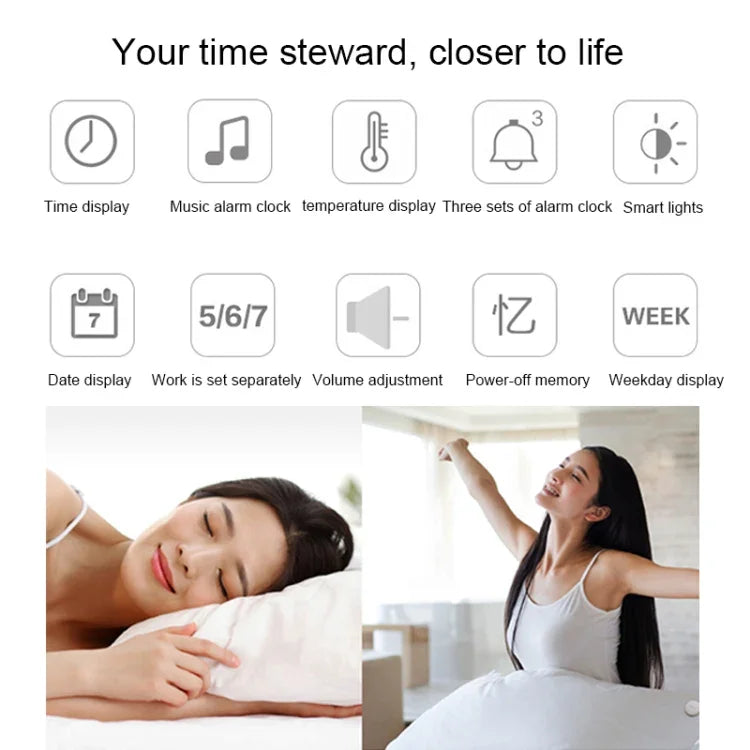 Multi-functional Large Screen LED Digital Music Alarm Clock with Time / Week / Temperature / Calendar Display & Remote Control, DC 5V, Music Alarm Clock