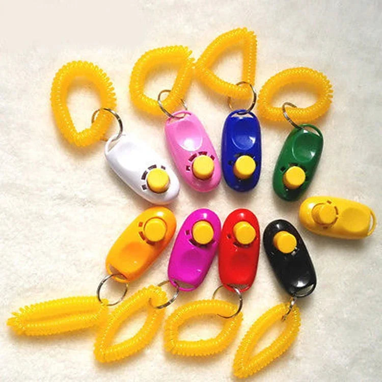 10 PCS Pet Training Clicker Button Dog Training Whistle with Key Chain & Spring Chain, Random Color Delivery, WIN-10001 Dog Training Whistle