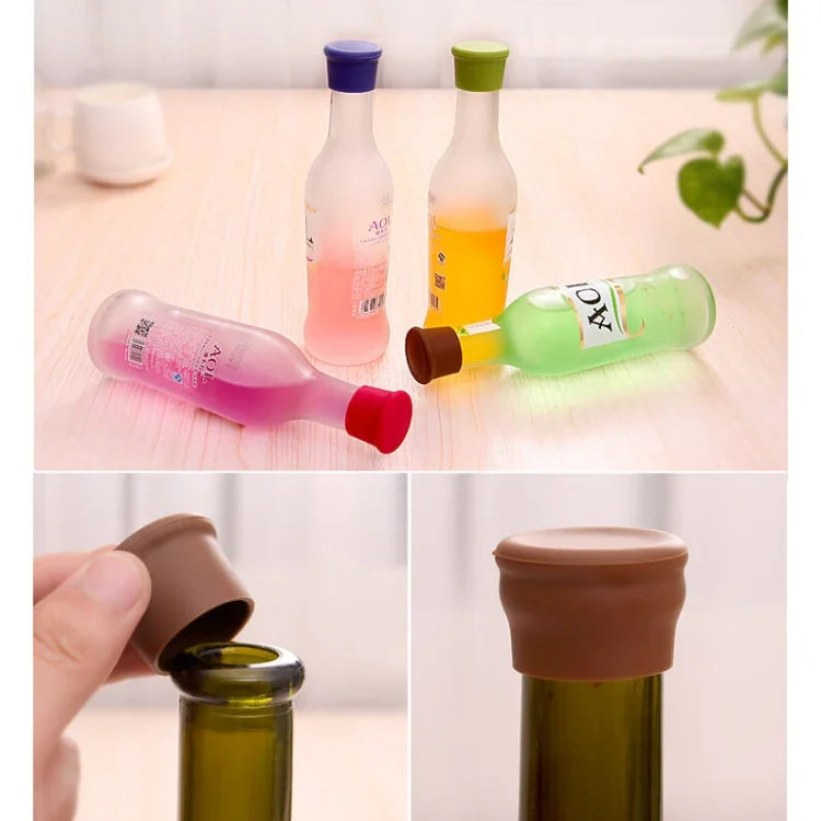 10 PCS Candy Color Silicone Wine Beer Condiments Bottle Stopper Random Color Delivery, 10 PCS Candy Color