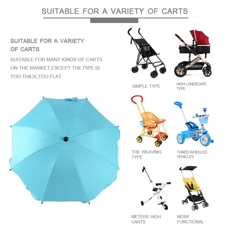 Adjustable Laciness Umbrella For Golf Carts, Baby Strollers/Prams And Wheelchairs To Provide Protection From Rain And The Sun, Azure, Pink