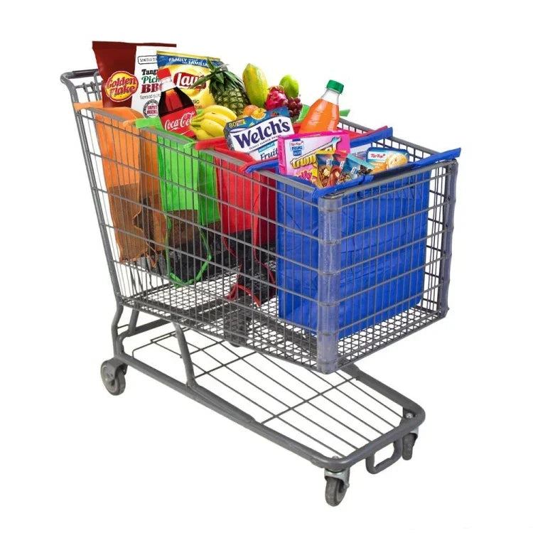 4 PCS / Set Supermarket Trolley Bags Non-Woven Portable Shopping Bags, Shopping Bags