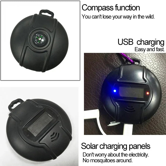 Q3 Outdoor Portable Solar Pest Control Insect Bugs Ultrasonic Mosquito Repellent Repeller Killer with Compass Function, Mosquito Repellent