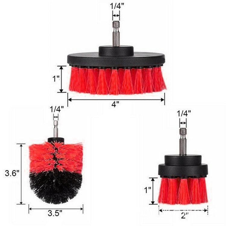 3 PCS Bathroom Kitchen Cleaning Brushes Kit for Electric Drill, 3 in 1 (Red), 3 in 1 (Yellow), 3 in 1 (Green), 3 in 1 (Blue)