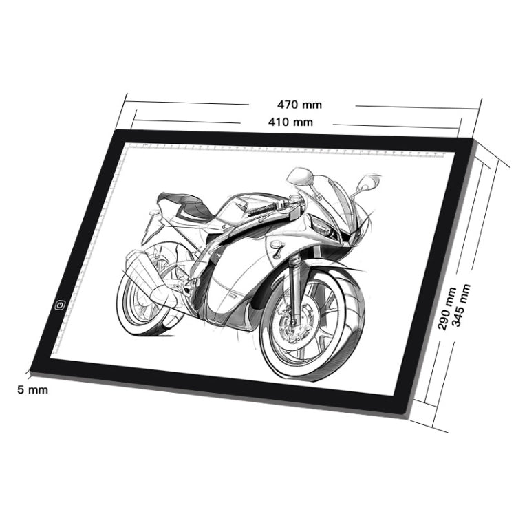 A3 Size 8W 5V LED Ultra-thin Stepless Dimming for Acrylic Copy Boards for Anime Sketch Drawing Sketchpad, with USB Cable, With USB Cable