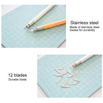 Junesix A5 Cutting Mat Set Cutting Mat & Ruler & Carving Knife, Junesix A5 (Mint Green), Junesix A5 (Pink), Junesix A5 (Blue), Junesix A5 (Purple)