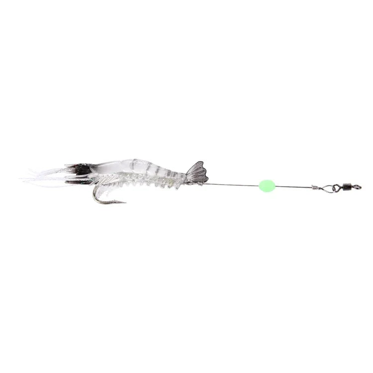 Luminous Shrimp Shape Fishing Lures Artificial Fishing Bait with Hook, Length: 7cm, White Black