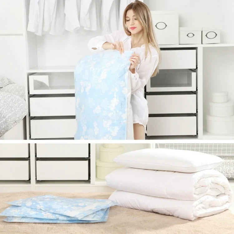 Space Saving Orchids Pattern Vacuum Storage Bag, Thinken Quilts Clothing Vacuum Seal Storage Bag with, Size: 70*100 cm, Size: 70*100 cm