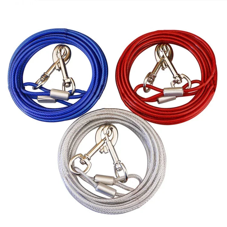 Double-end Steel Wire Rope Pet Dogs 2 in 1 Traction Rope Pet Walking Leads With Handle, Length: 5m,Random Color Delivery, Length: 5m