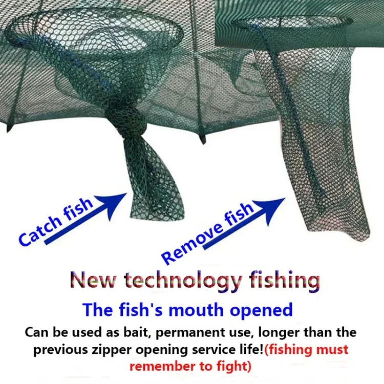 8 Holes Automatic Foldable Fishing Net Nylon Shrimp Crab Minnow Trap Fish Cast Net Fishing Tackle, 8 Holes