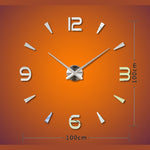 Bedroom Home Decoration Watch Frameless 3D Mirror Large DIY Wall Sticker Mute Clock, Size: 100*100cm, 3M013S (Silver), 3M013S (Black), 3M013S (Gold)