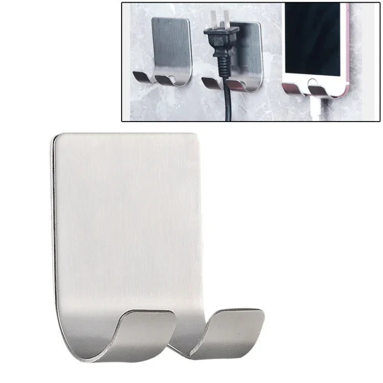 Stainless Steel Plug Power Cord Hook Bathroom Non-perforated Storage Rack, Size: 61x45mm, Stainless Steel Plug Power Cord Hook