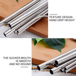 5pcs Reusable Stainless Steel Bent Drinking Straw + Cleaner Brush Set Kit,  266*6mm, 266*6mm (Bent)