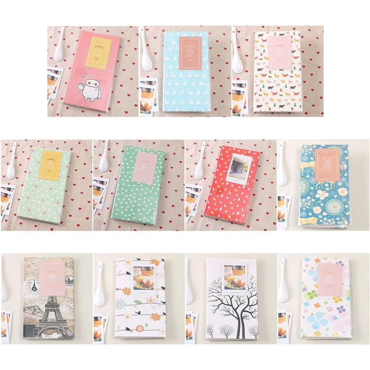 3 inch DIY Creativity Insert Type Mini Exquisite Photo Album, Little Swallow Pattern, Baymax Pattern, Four Leaf Clover Pattern, Many Trees Dry Pattern, Forest Deer Pattern, Iron Tower Pattern