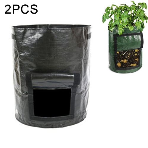 2 PCS 7 Gallons Potato Planting PE Bags Woven Fabric Bags Cultivation Garden Pots Vegetable Planting Bags Grow Bags Farm Garden Supplies, Black, Orange, Yellow, Green