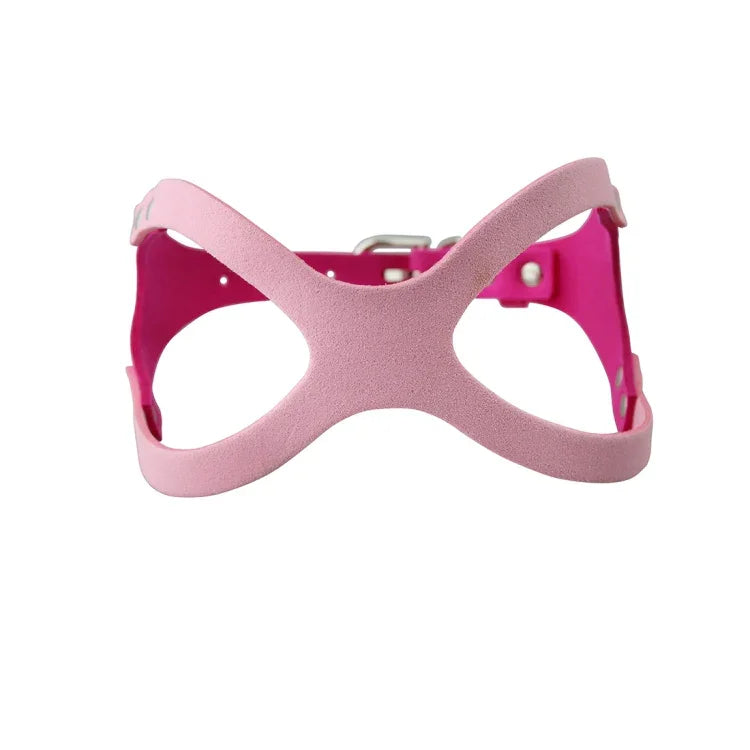Microfiber glasses style breathable dog chest strap in pink color, designed for comfortable training and walking.