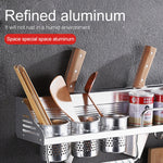 30cm Multi-function Kitchen Punching Wall-mounted Aluminum Condiment Storage Rack, 30cm Punching