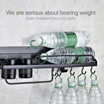B Version 50cm 2 Cups 10 Hooks Kitchen Multi-function Wall-mounted Condiment Storage Rack, B Version 50cm 2 Cups